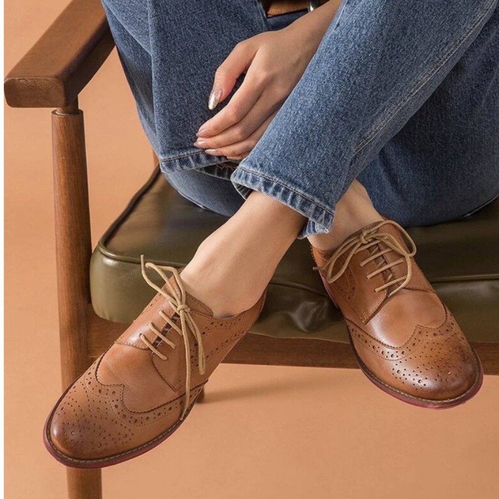 $328 Frye Grace Oxford Cognac Brown Real Leather Lace Up Casual Comfy Daily Flat - Picture 5 of 16